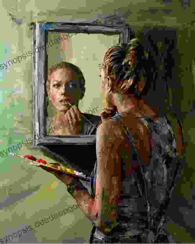 A Painting Depicting Three Women Looking Into A Mirror, Each With A Different Expression On Her Face. Three Women In A Mirror